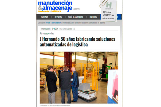 Reportaje 50 Aniversario JHernando en Revista Manutención y Almacenaje