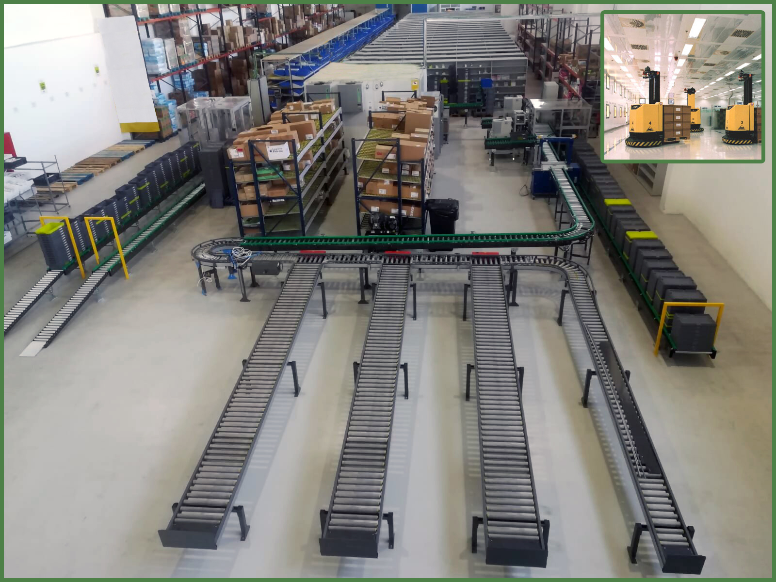 Transportadores y sorters en convivencia con Robots AGV